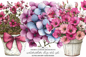 Colorful Flowers Arrangements Clipar, an Illustration by GatewayDesign