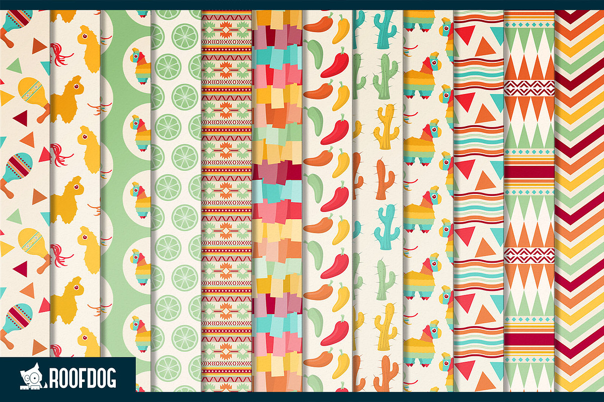 Cinco de Mayo themed digital papers, a Pattern Graphic by Roofdog Design (Photo 2 of 5)