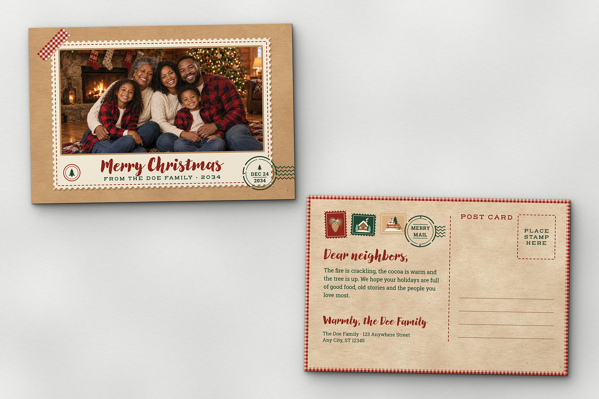 Rustic Christmas Photo Postcard, a Card Template by BrandPacks (Photo 2 of 6)