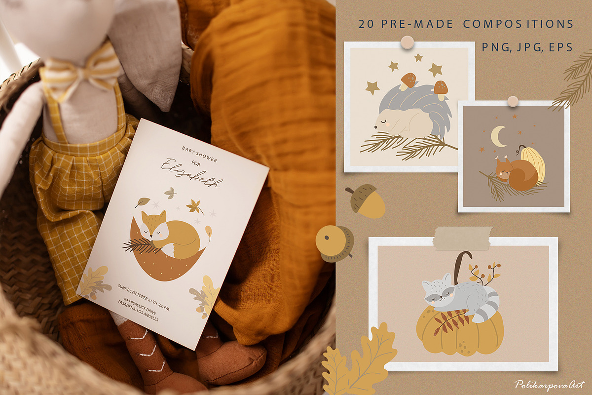 Autumn baby woodland animals, an Animal Illustration by polikarpovaart (Photo 5 of 11)