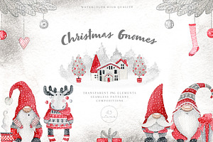 Watercolor Christmas gnomes