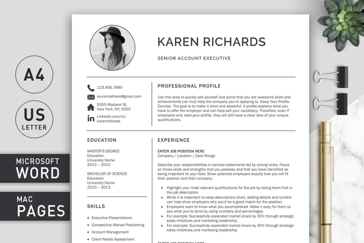 Minimal Resume Template / CV, a Resume Template by Klamp Studio (Photo 1 of 9)