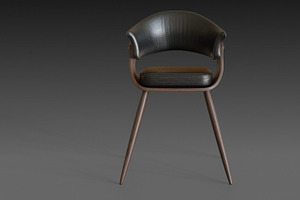 Wooden Chair With A Dark Leather