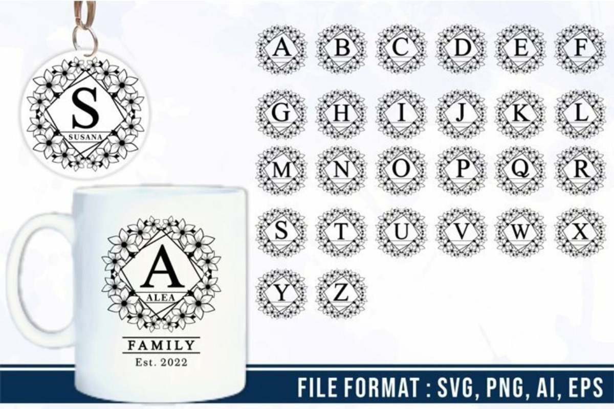 Floral Alphabet Monogram Letter SVG, a Graphic by D2PUTRI (Photo 25 of 27)