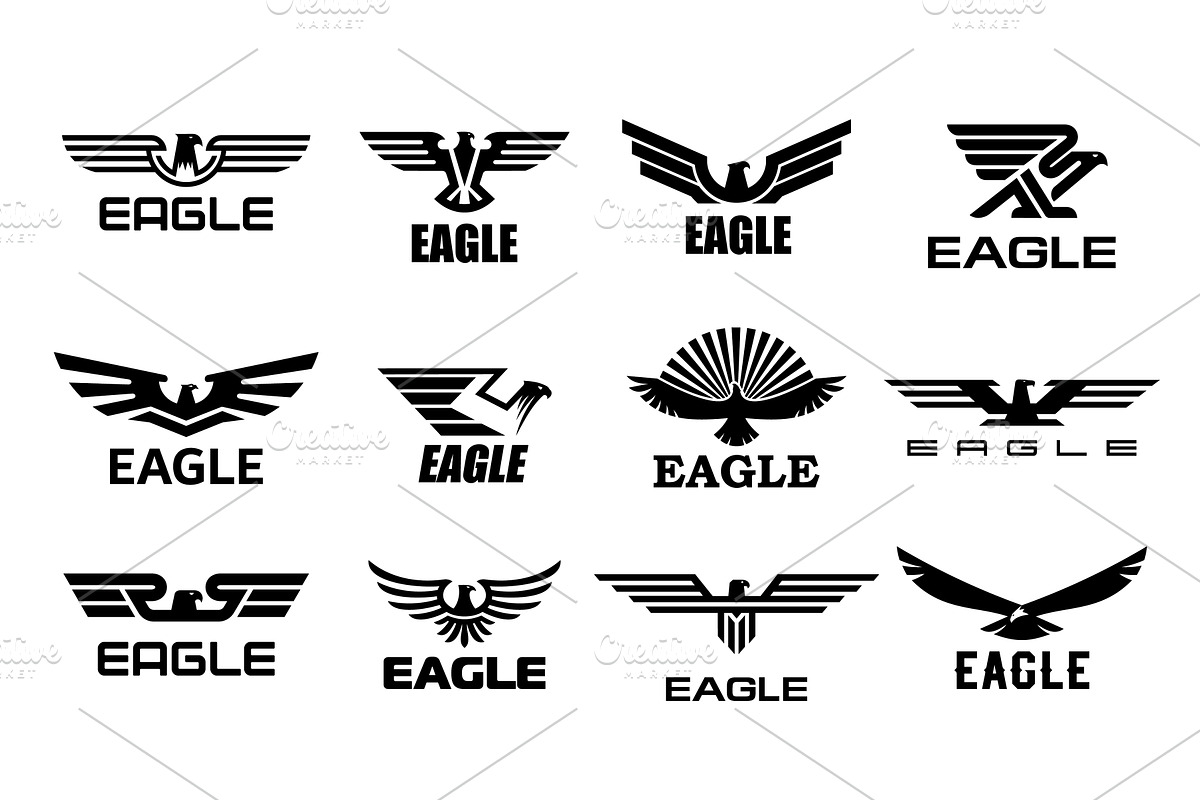 Eagle hawk or falcon icons, an Animal Illustration by Vector Tradition