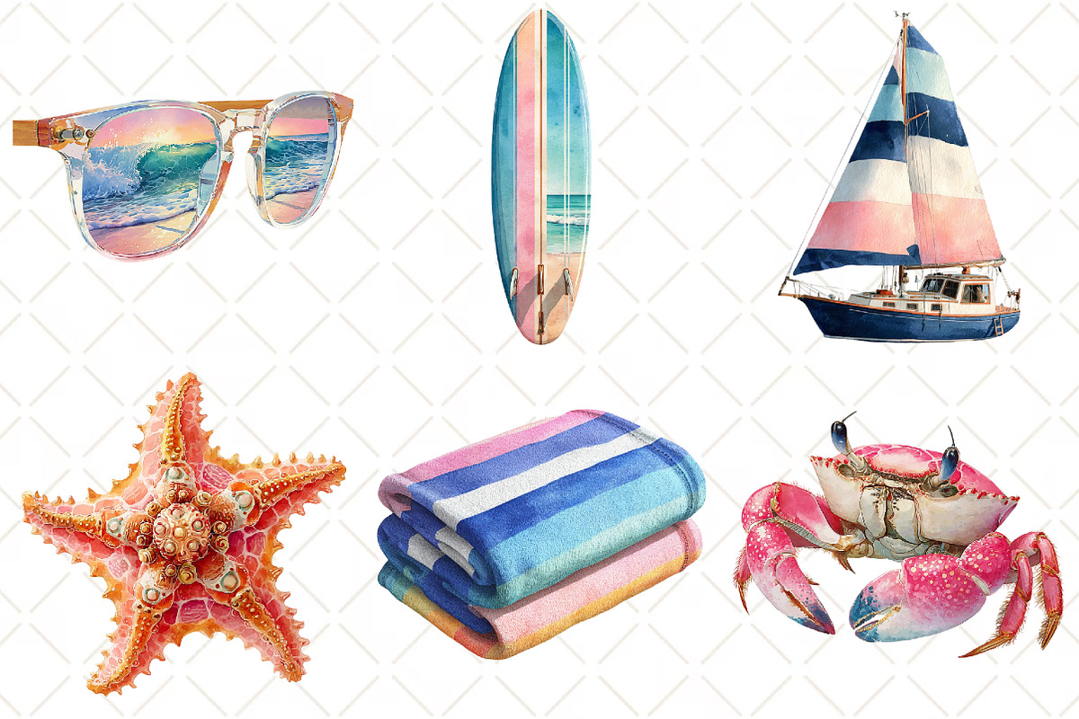 Preppy Summer Beach Png Sublimation, an Illustration by Black Bird Studio (Photo 4 of 5)