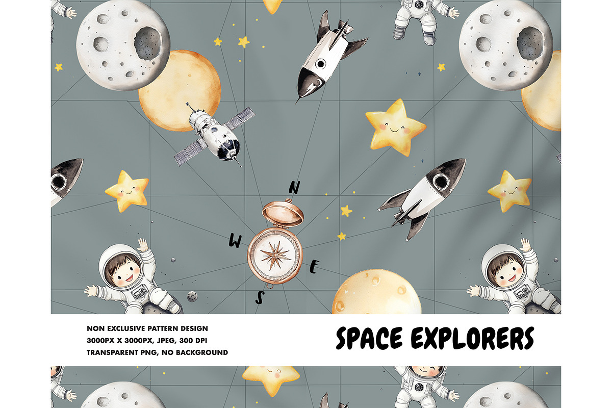 Space kids astronaut nursery pattern, a Pattern Graphic by Milatoo (Photo 2 of 4)