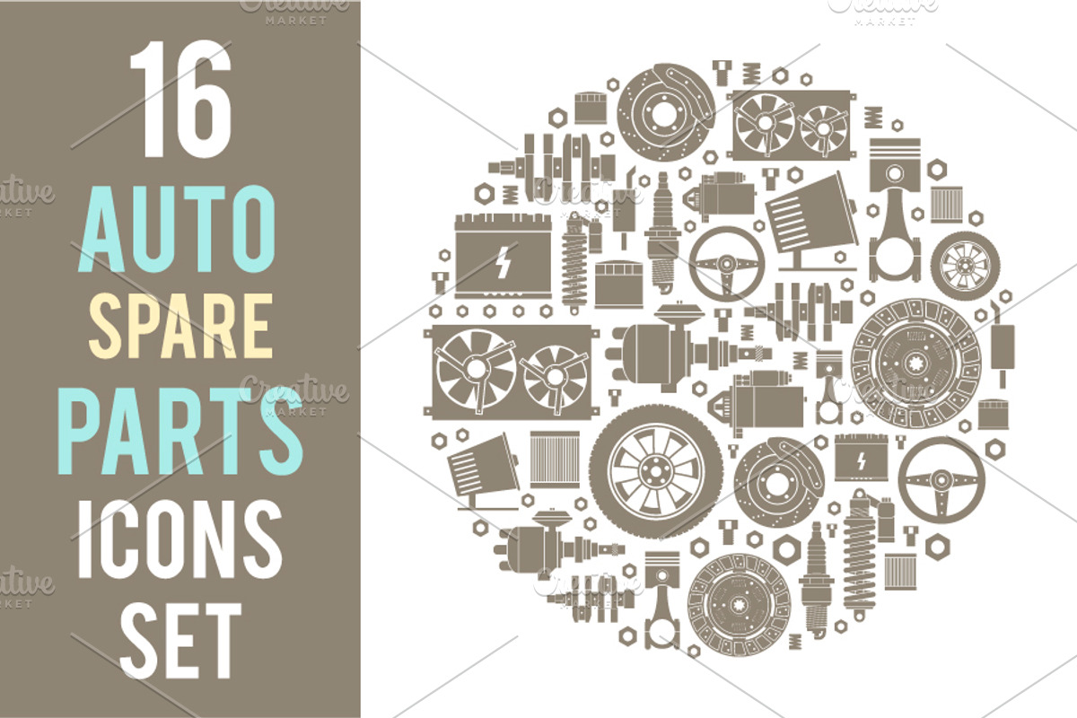 16 Auto Spare Parts Set, an Icon by Olha Kostiuk (Photo 4 of 10)