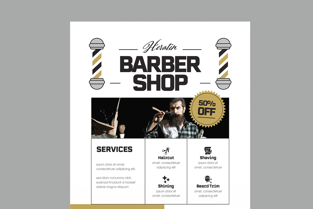 Modern Barber Shop Flyer Template, a Flyer Template by MightyDesign (Photo 2 of 8)