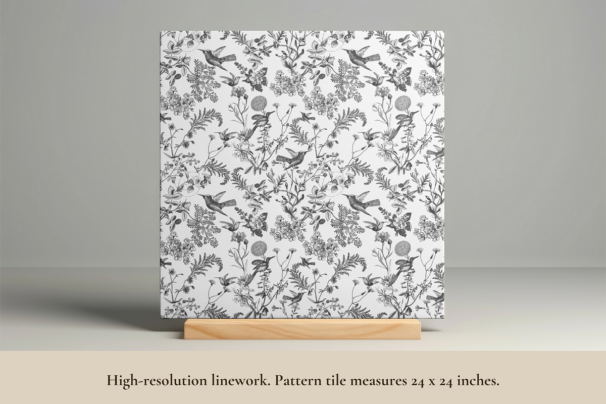 Hummingbird Toile de Jouy Pattern, a Pattern Graphic by Hughes Studio (Photo 3 of 10)