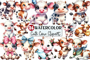 Watercolor Cute Cow clipart, an Illustration by Rose Art (Thumbnail 1 of 4)