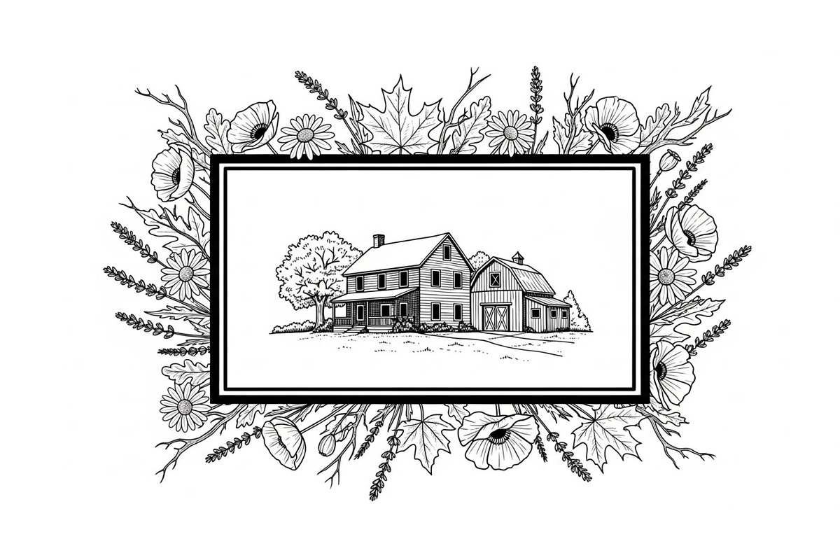 Rustic Floral Frame SVG Bundle, an Illustration by jahid234 (Photo 11 of 31)