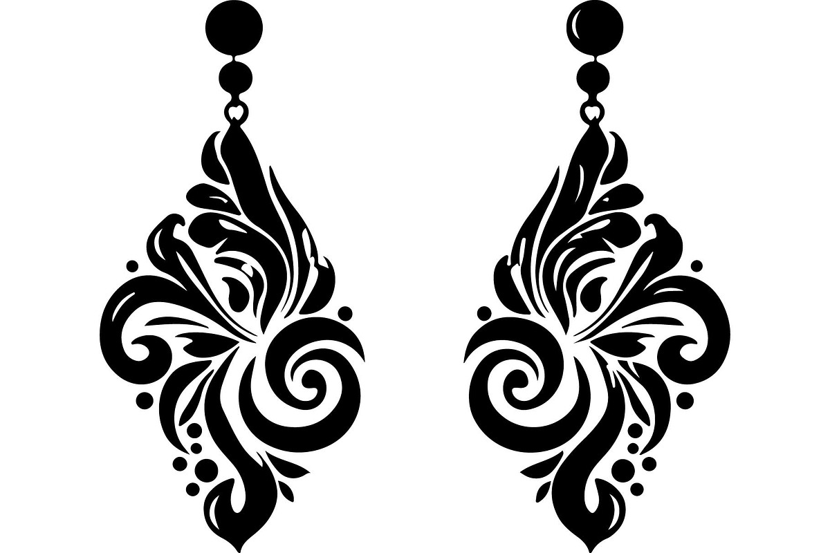 Black Ornamental Earrings SVG Set, an Object Graphic by jahid234 (Photo 2 of 13)