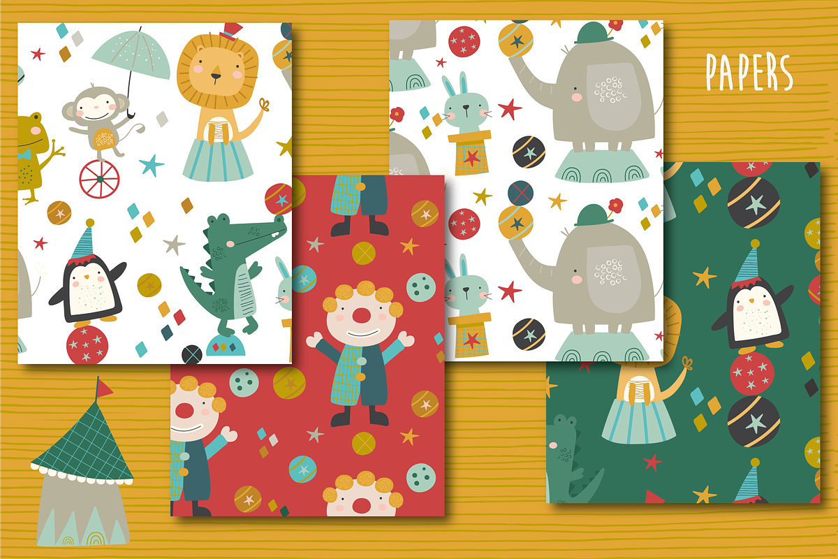 Circus fun papers, a Pattern Graphic by Poppymoondesign (Photo 2 of 3)