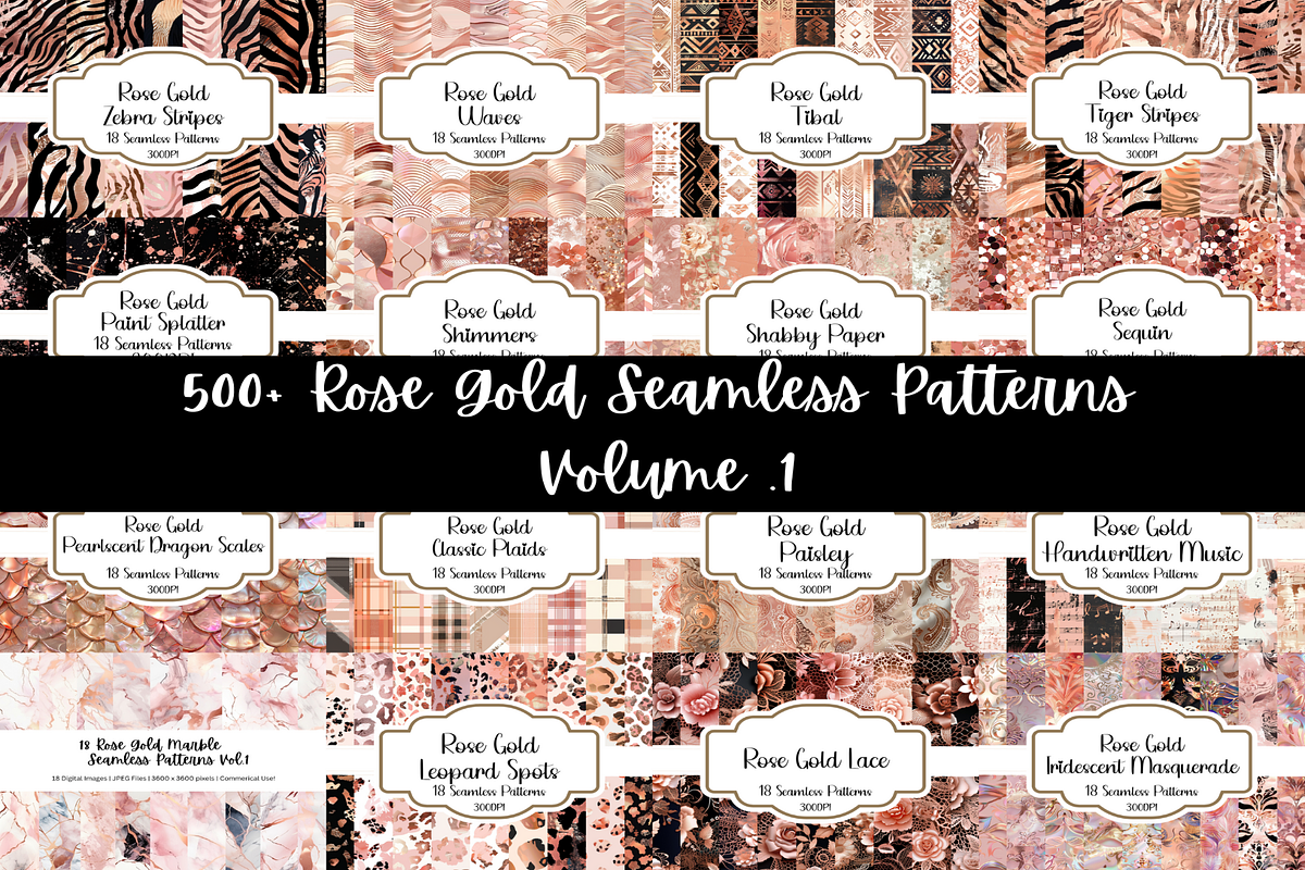 500 Rose Gold Seamless Patterns, a Pattern Graphic by PrintablesByFranklyn (Photo 2 of 4)