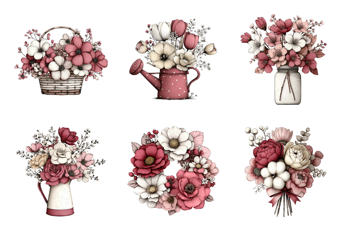 Spring Flowers Clipart Bundle, a Transportation Illustration by SinaCreation (Photo 2 of 7)