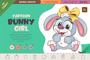 Cartoon Bunny girl. T-Shirt, PNG, an Animal Illustration by KENO Mascots (Thumbnail 1 of 3)