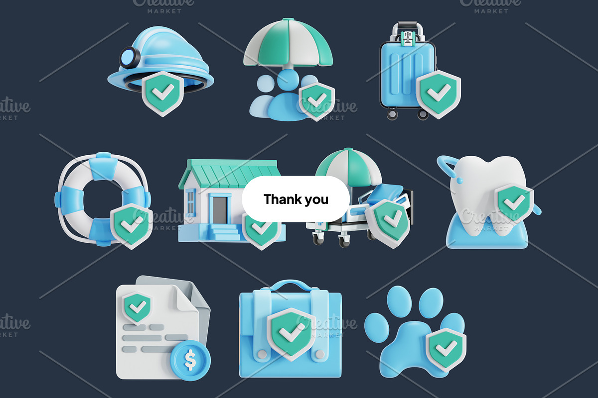 Insurance 3D Icon Pack, an Object 3D Model by Nate Studios (Photo 6 of 6)