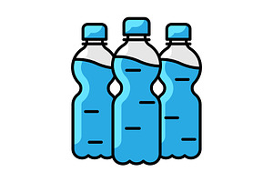 Plastic bottles with water icon. Aqu, a Solid Icon by incomible