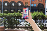 iPhone X in Hands City PSD Mockups, a Product Mockup by Hi, Mock-Up! (Thumbnail 9 of 17)