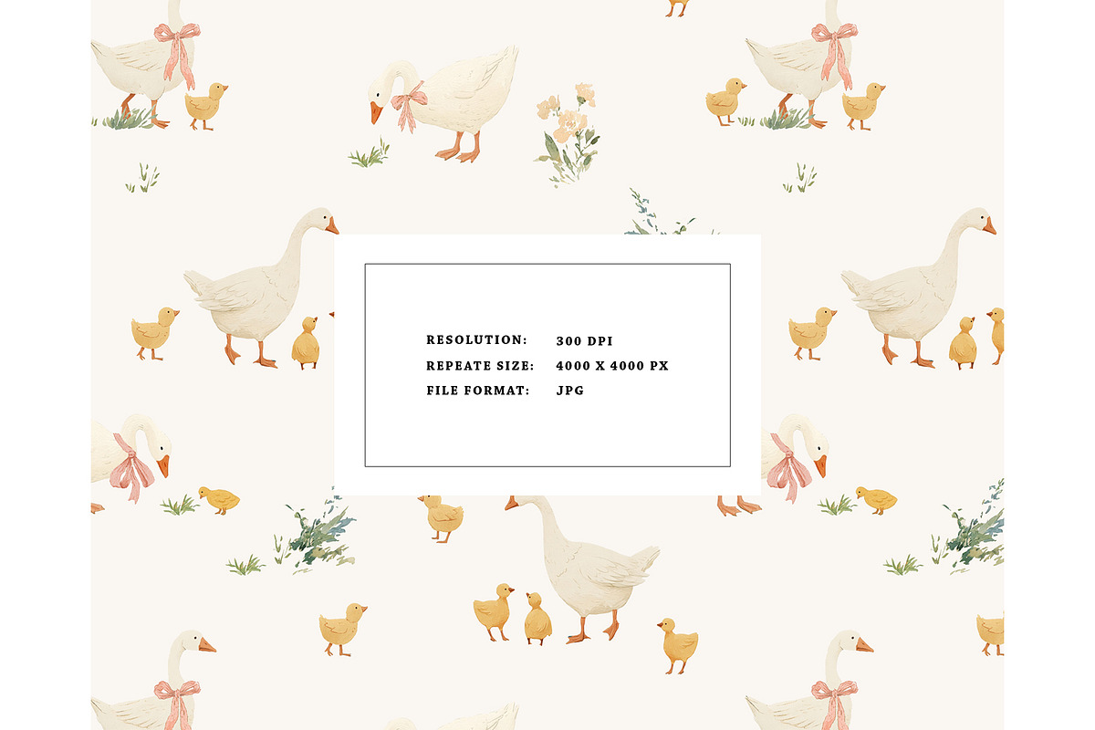 Goose mama baby seamless pattern, a Pattern Graphic by Milatoo (Photo 2 of 3)