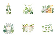 Watercolor Jungle Nursery Clipart, a Seasonal Illustration by CreationArt (Thumbnail 3 of 4)