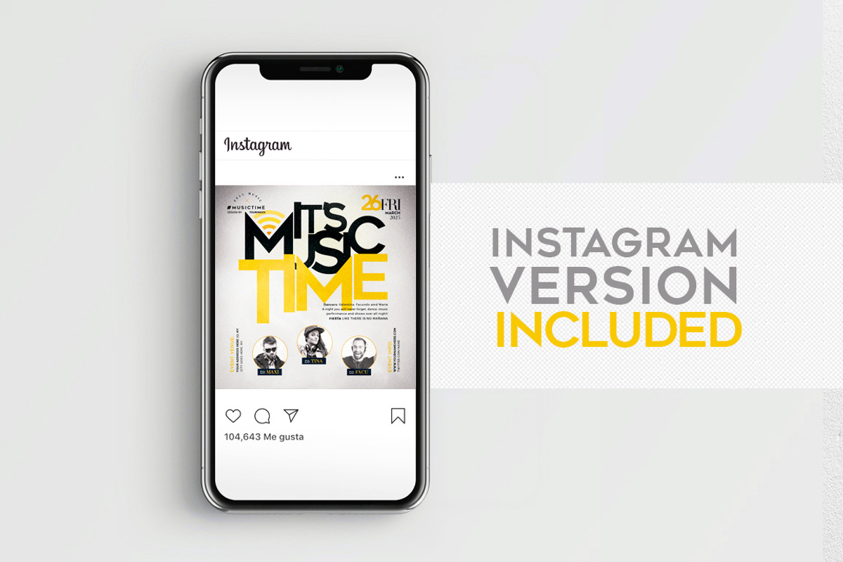 It's Music Time Flyer + Instagram, a Flyer Template by Touringxx Creative Studio (Photo 3 of 3)