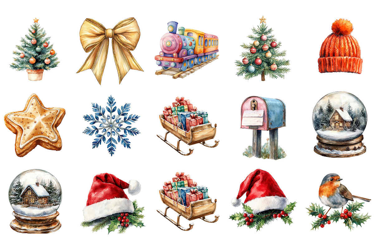 Cute Christmas Day Clipart, an Illustration by Designking (Photo 2 of 5)