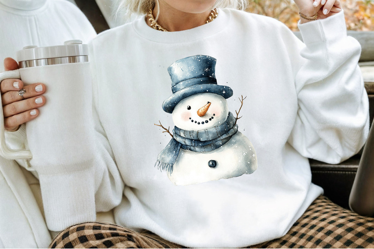 Christmas Pastel Blue Snowman Clipar, an Illustration by Sublimation Artist (Photo 4 of 6)