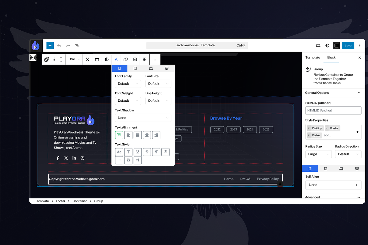 Playora – Movie & TV Streaming Theme, a WordPress Template by Phenix Themes (Photo 11 of 19)