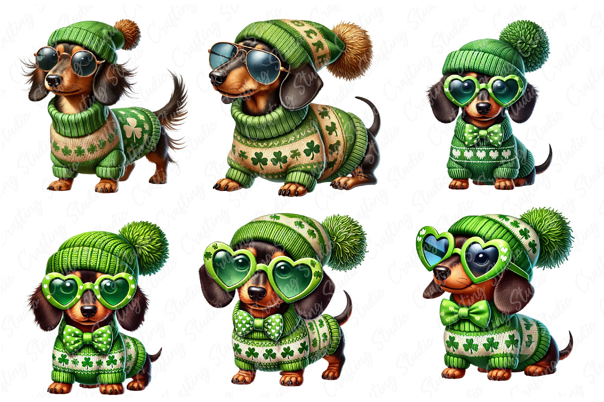 St. Patrick’s Day Dachshund Dog Png, an Illustration by Watercolor design (Photo 4 of 4)