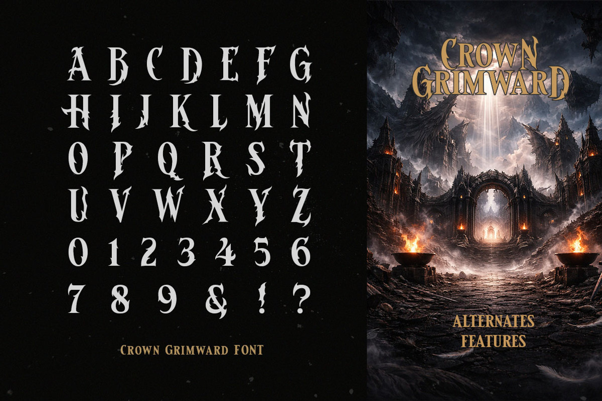 Crown Grimward Gothic Display Font, a Serif Font by Letterhend Studio (Photo 7 of 10)