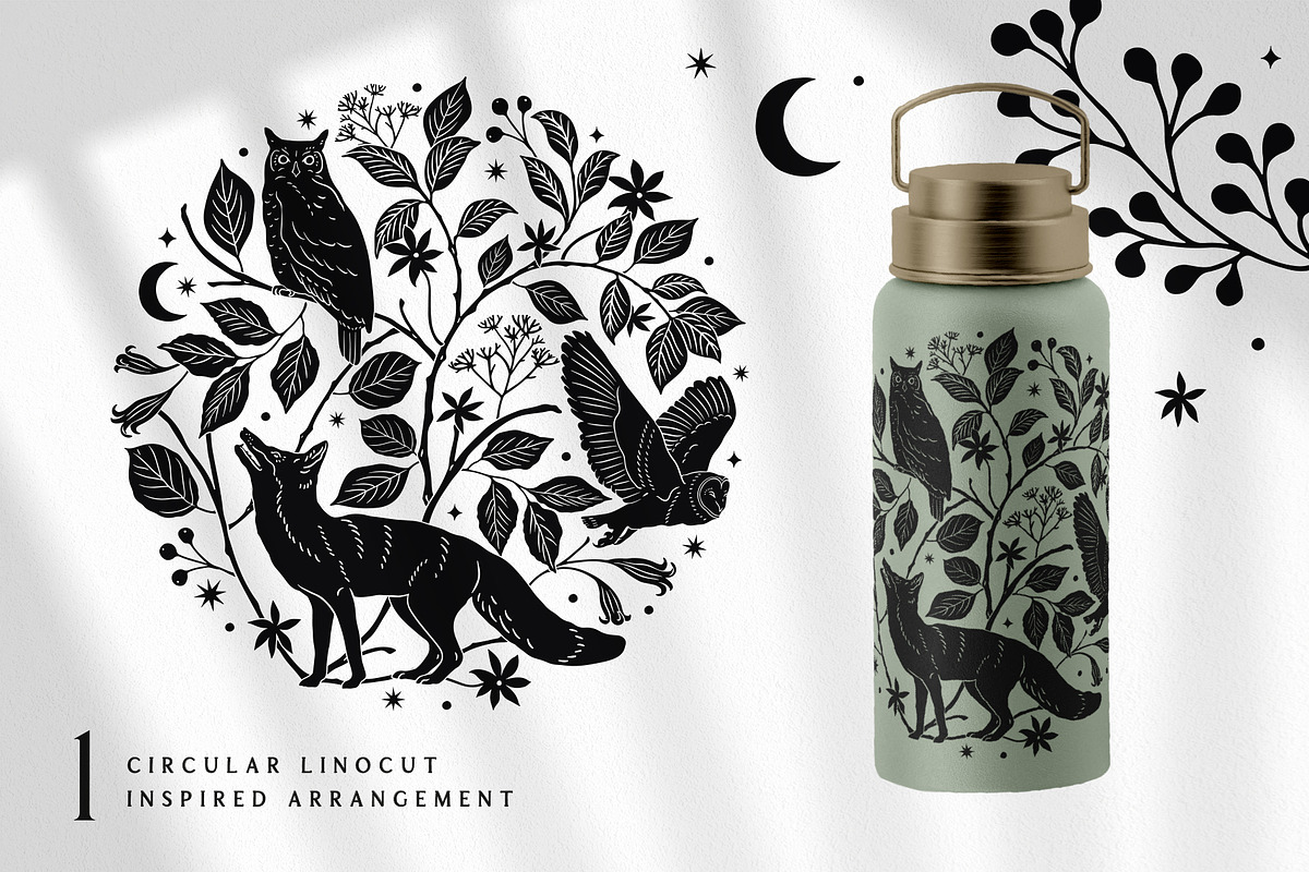 Woodland Shadows Vector Collection, a Decorative Illustration by rouxsupplyco (Photo 6 of 15)
