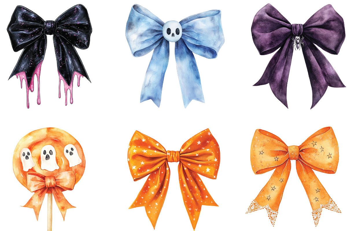 Halloween Coquette Bow Clipart, an Illustration by CraftArtStudio (Photo 3 of 6)