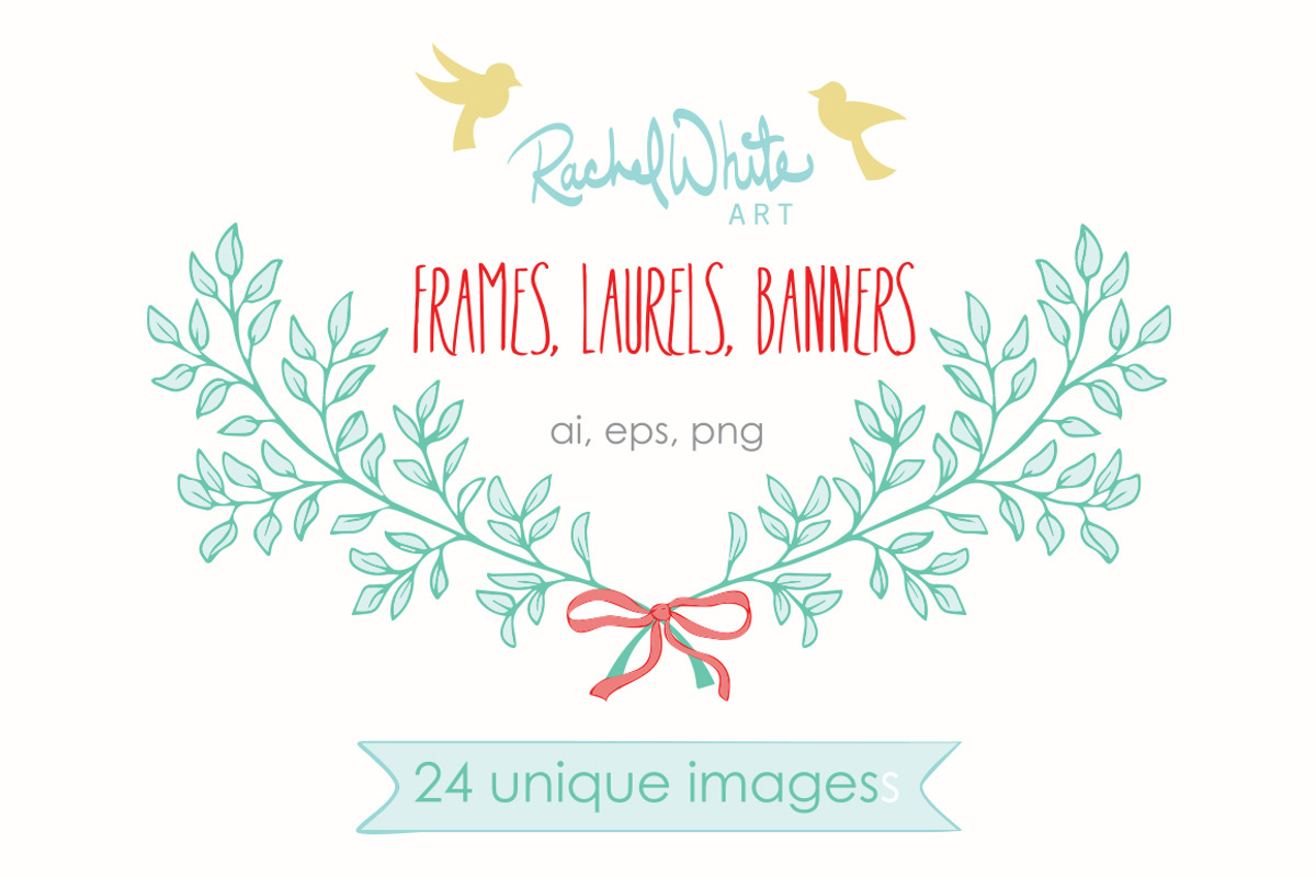 Frames Laurels Banners, Vector & PNG preview 2