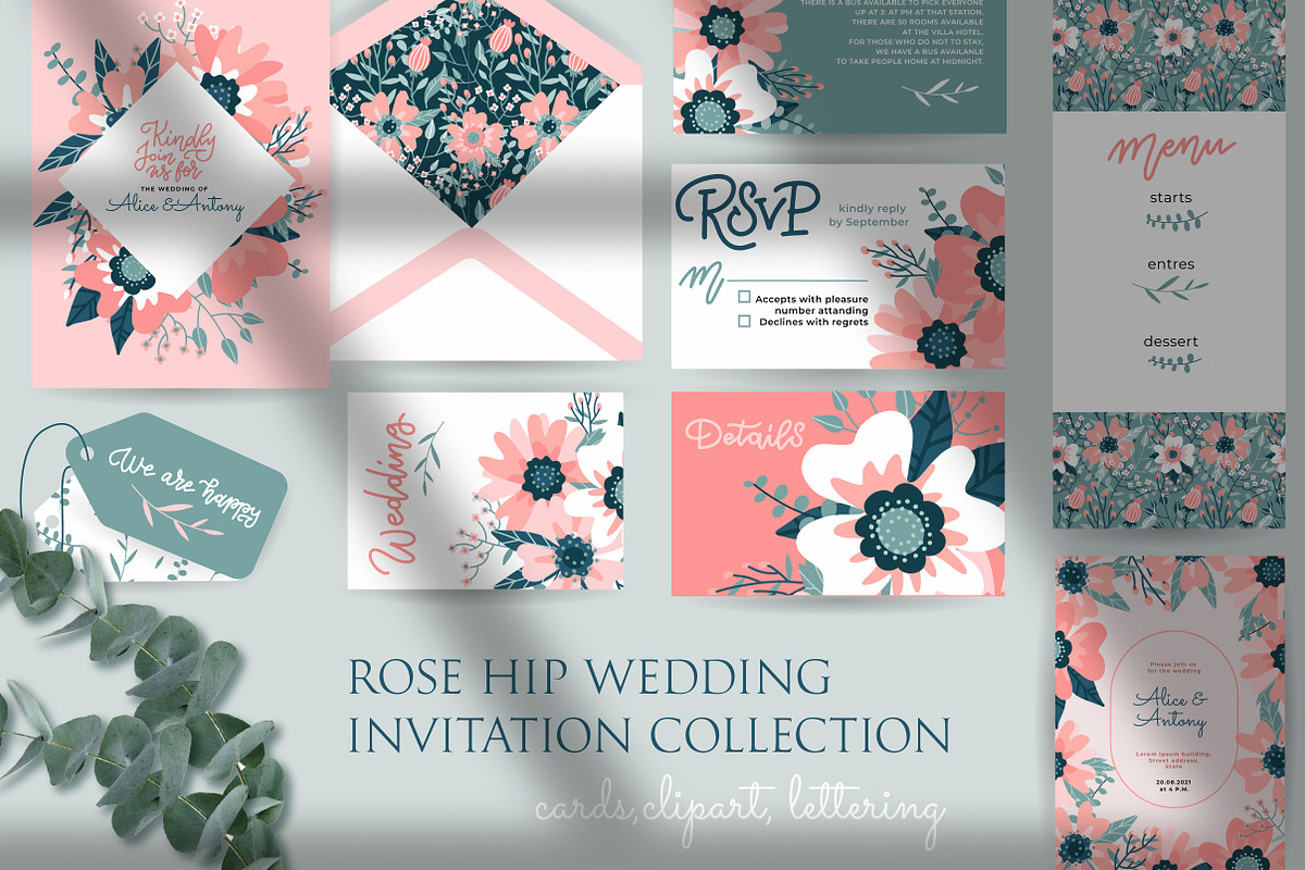 Wild rose wedding collection, an Invitation Template by Lana Sham (Photo 1 of 11)