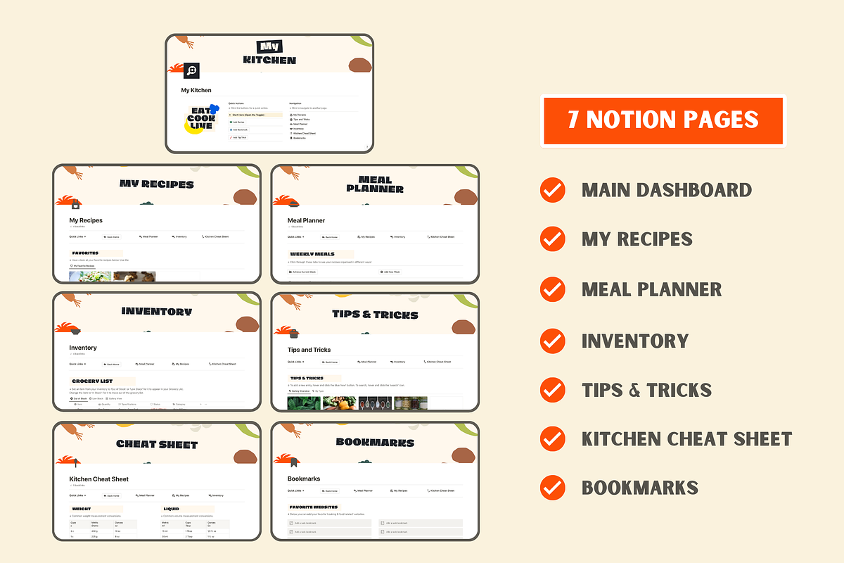 Notion Recipes Meal Planner Template, a Templates & Theme by Woolshark (Photo 3 of 10)