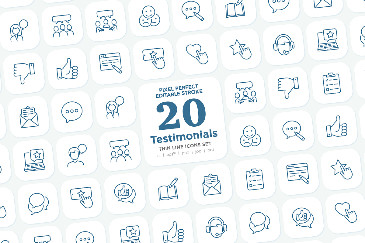 Testimonials 20 Pixel Perfect Icons, an Outline Icon by Alex Blogoodf (Photo 1 of 11)