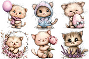 Whimsical Funny Spring Cats Clipart, an Illustration by DreamPrint404 (Thumbnail 4 of 6)