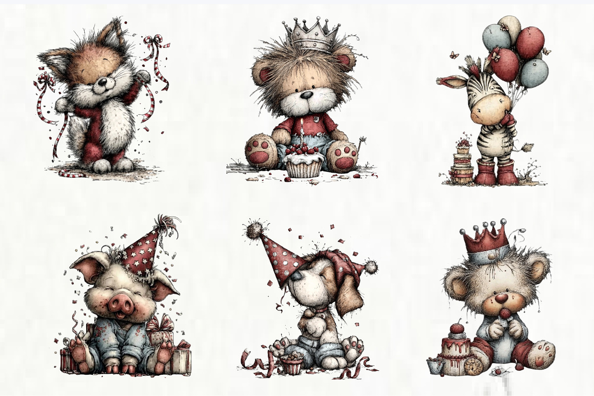 Quirky Birthday Party Animals, an Illustration by Watercolor design (Photo 7 of 7)