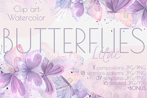 Butterflies watercolor clip art