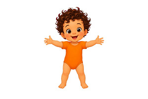 Cute cartoon toddler with curly hair