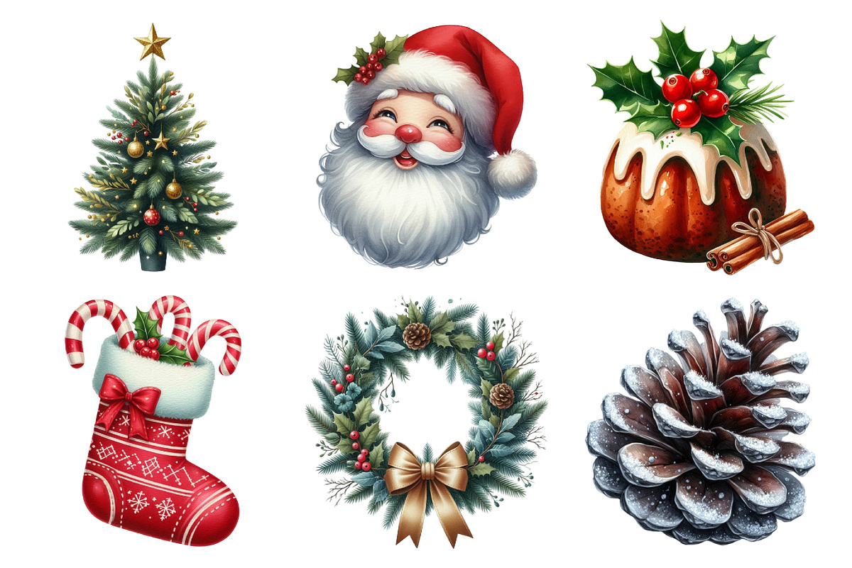 Watercolor Christmas Clipart, an Illustration by Daily.Designs (Photo 5 of 5)