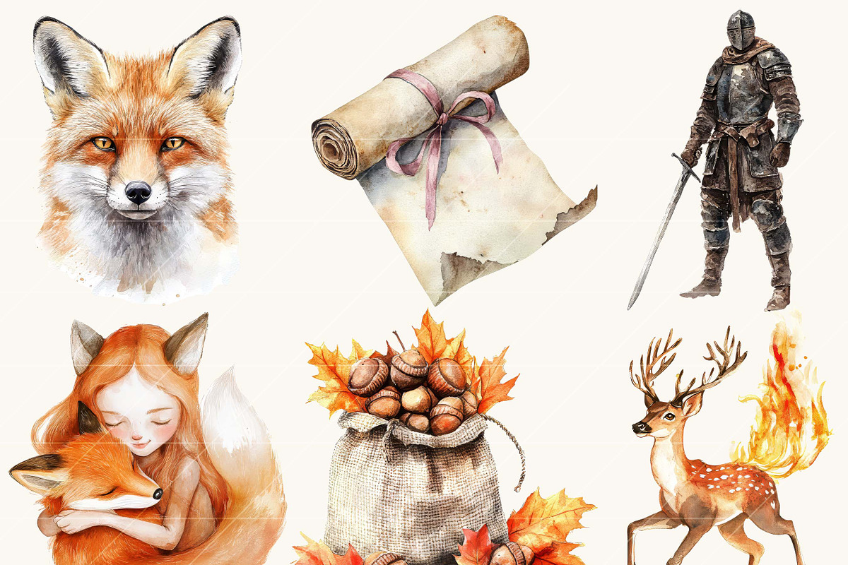 Watercolor Ember Fox Huntress Art, an Animal Illustration by Design Scotch (Photo 3 of 8)