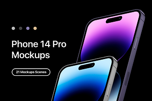 Phone 14 Pro - 21 Mockups Scenes