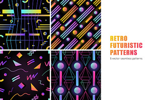 Retro Futuristic Seamless Patterns