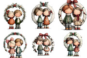 Cute Christmas Couple Clipart, an Illustration by DreamArtGraphic (Thumbnail 5 of 5)