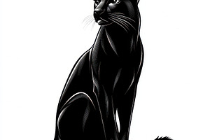 Majestic Black Panther Sitting Profi, an Animal Photo by Pixeness Studio
