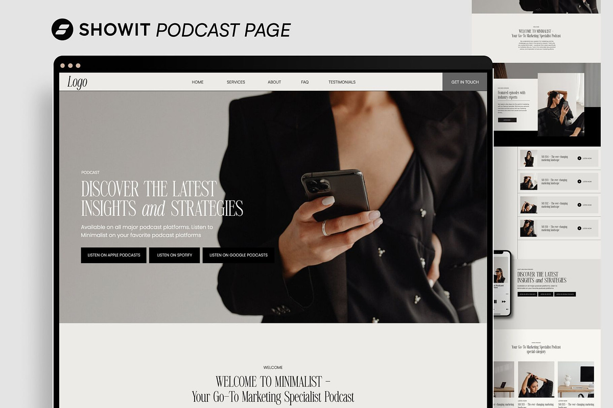 Showit Podcast page Add on, a Landing Page Template by Digital&Chic (Photo 1 of 6)