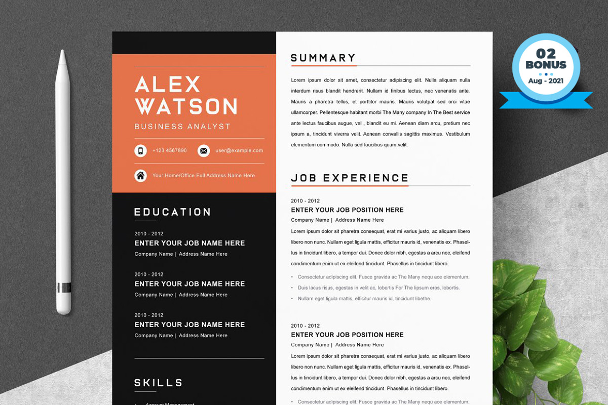 Resume/CV Bundle | 200+ for $29, a Resume Template by ResumeInventor (Photo 188 of 207)